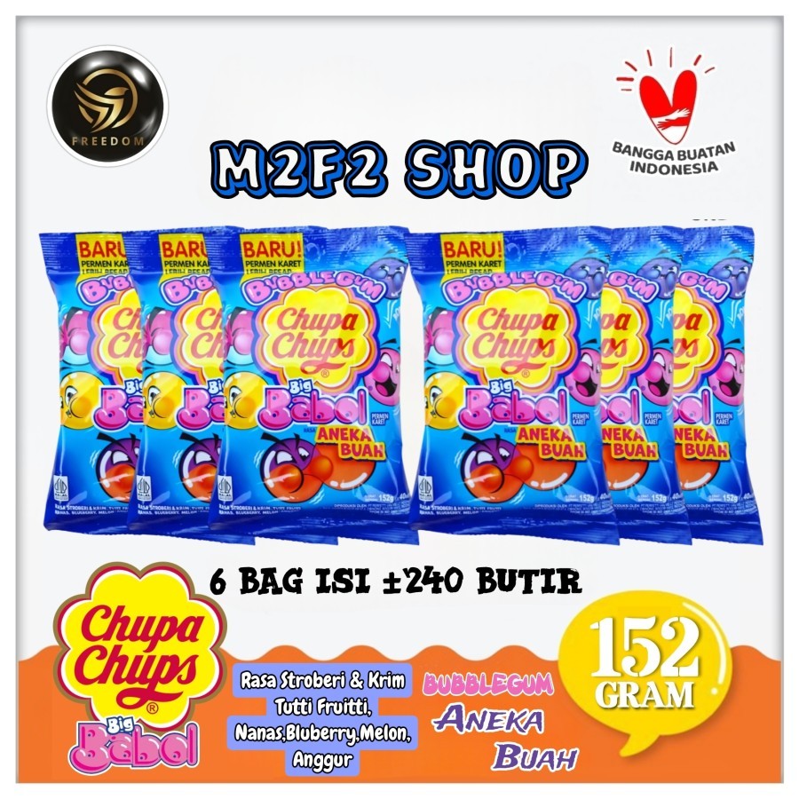 

Bubble Gum Chupa Chups Big Babol Assorted | Permen Karet Rasa Aneka Buah | Bag - 152 gr (Kemasaan 6 Pcs)