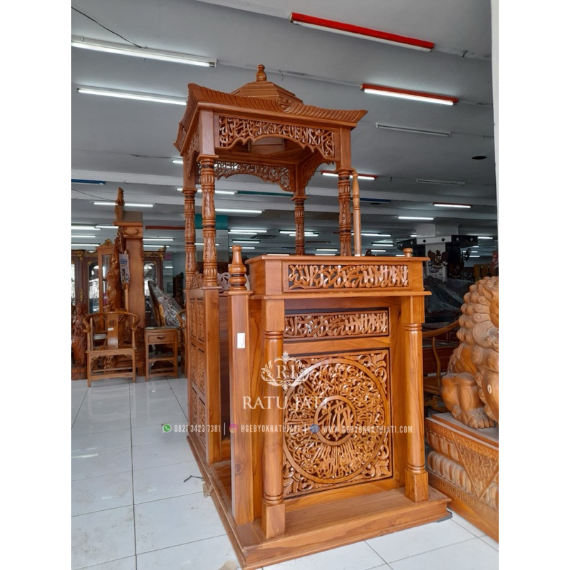 mimbar masjid jati full ukir jepara kualitas premium