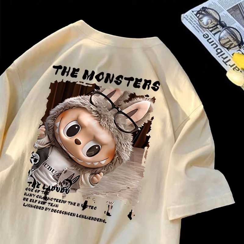 Lucky88k Kaos Wanita Oversize Cute Labubu co-branded plush dolls Korean Style baju atasan wanita ter