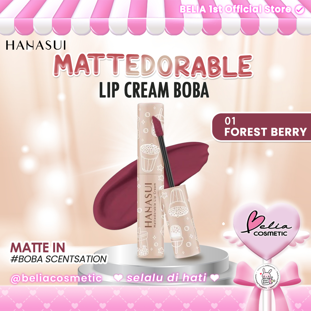 ❤ BELIA ❤ Hanasui Mattedorable Lip Cream Boba 01 Forest Berry | Velvet Matte Finish Long Lasting