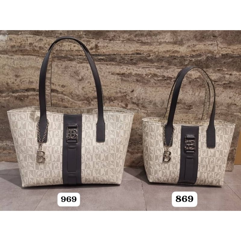 Tote bag monogram putih Bonia original