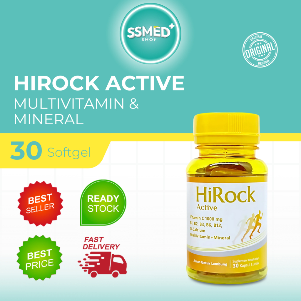 HIROCK ACTIVE - MULTIVITAMIN + MINERAL - AMAN UNTUK LAMBUNG ISI 30 & 100 || SUPLEMEN KESEHATAN