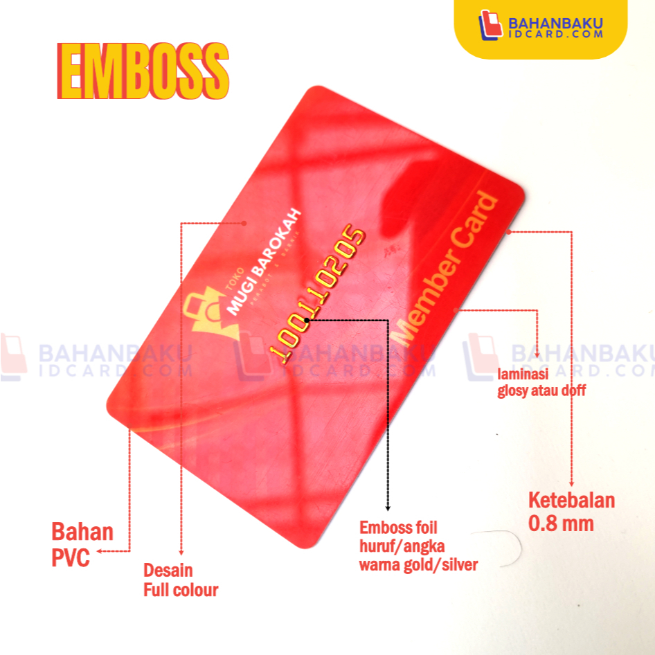 

CETAK ID CARD EMBOSS (HURUF TIMBUL) MEMBERCARD EMBOSS