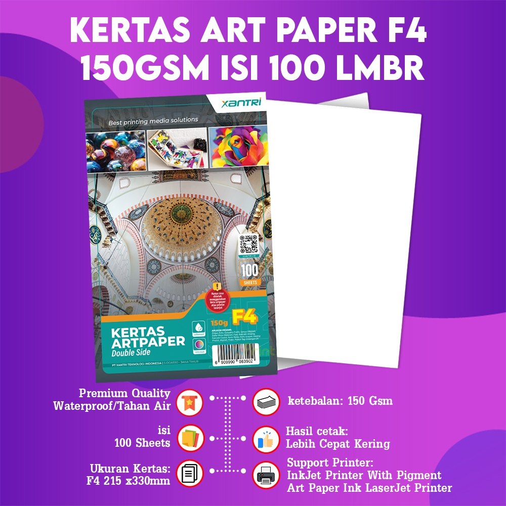 FixPrint Kertas Art Paper Xantri Original A4 260gsm 230 50pcs 100gsm isi 100 Double Side F4 260gsm 2