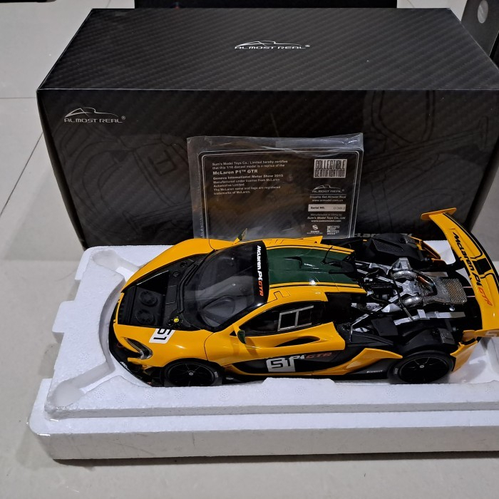Ori Almost Real Mclaren P1 Gtr Kuning Geneva Skala 1/18 Lengkap