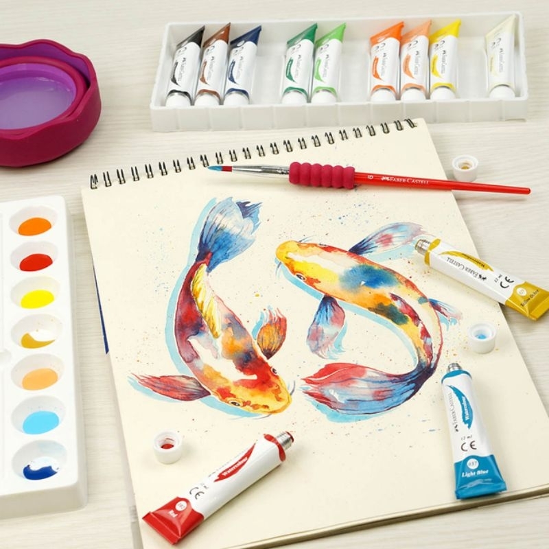 

Faber-Castell Watercolours 12 FREE Palet & Kuas / Cat Air 12 Warna