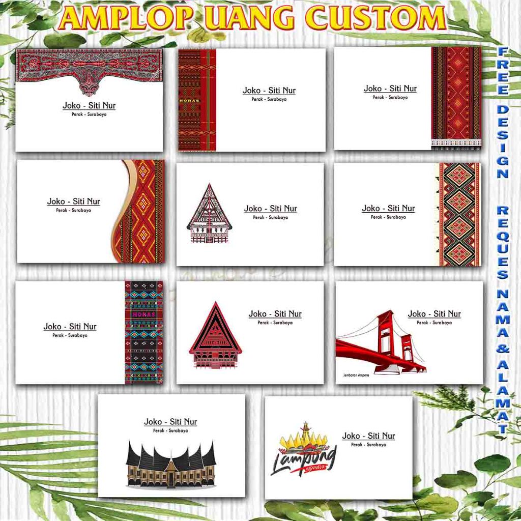 

Amplop Custom Murah Motif Ulos Series Tambah nama alamat