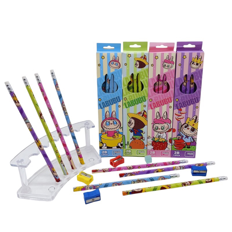 

(12 PCS) PENSIL 2B LABUBU SANRIO + RAUTAN + PENGHAPUS / PENSIL KAYU
