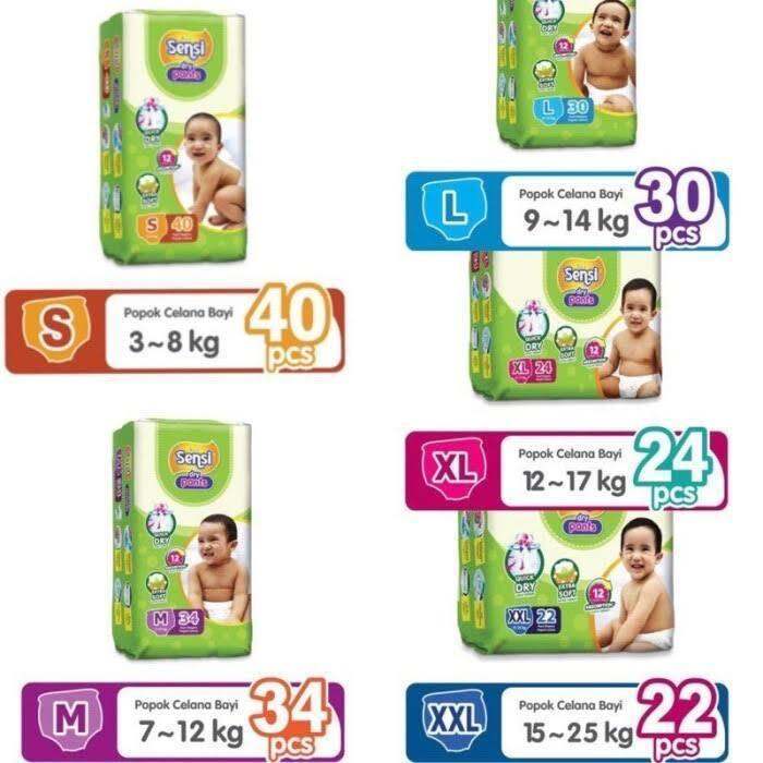 Sensi Pampers Popok Celana S40 M34 L30 XL24