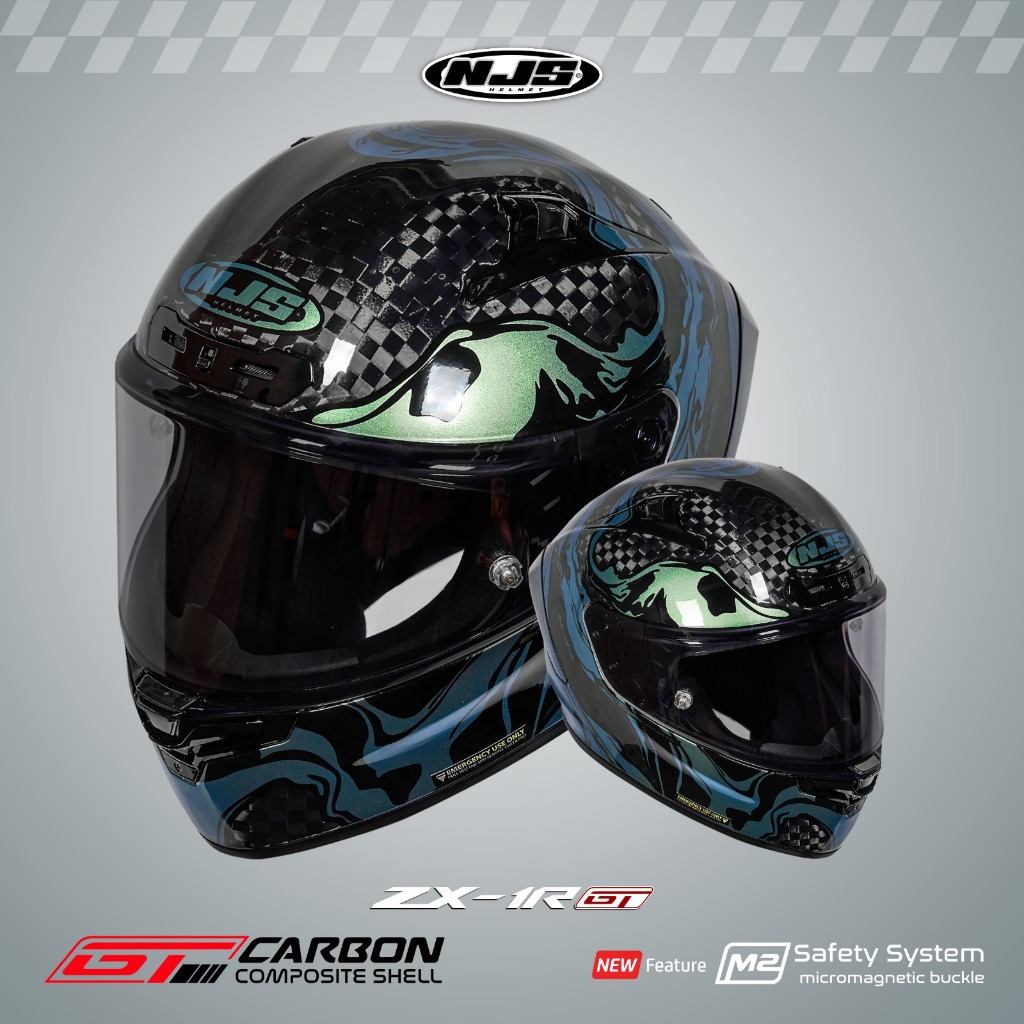 NJS ZX-1R GT Carbon Nebulasky - Helm Full Face | ZR Carbon | NJS Carbon | Carbon Motif | NJS Fullfac
