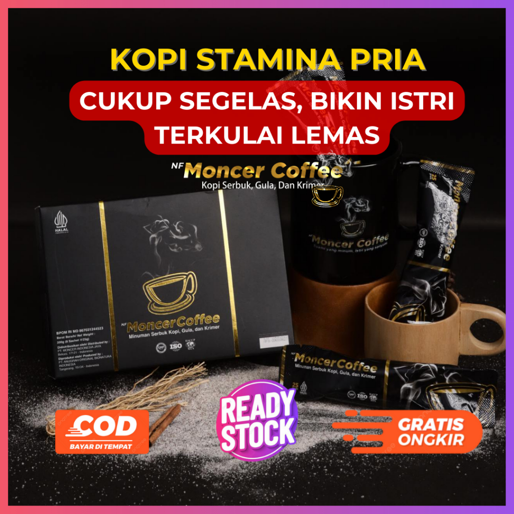 

Monceer Coffee Original I Mocer Kopi Stamina Pria Tahan Lama 1 Box Isi 8 Sachet - Sudah BPOM Halal