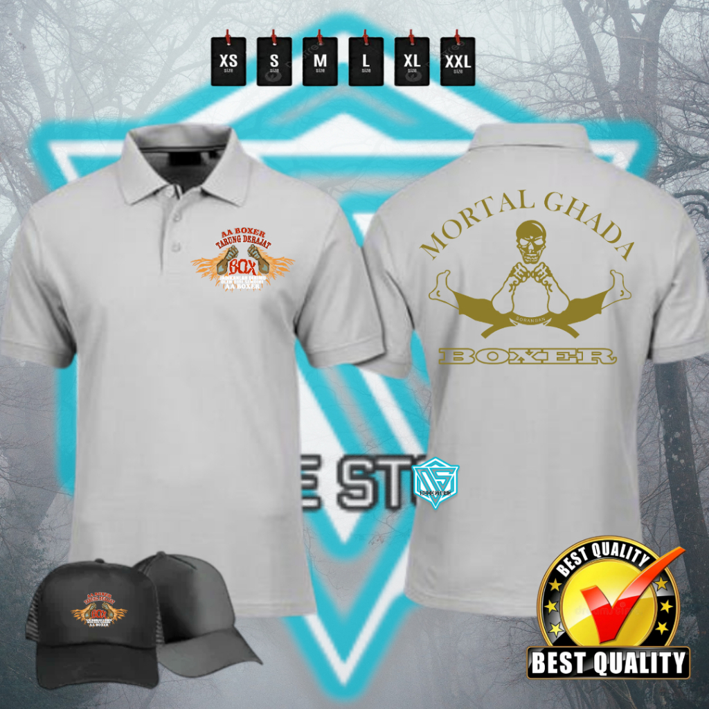 POLOSHIRT TARUNG DERAJAT AA BOXER MORTAL GHADA NEW DESAIN AND TRENDY BONUS TOPI