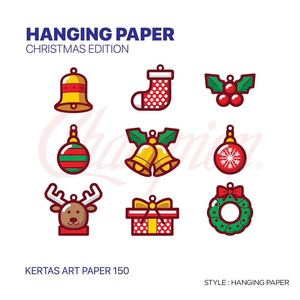 

Kertas Art Paper Hanging Christmas Edition/9 set bundle tag natal free tali gantungan