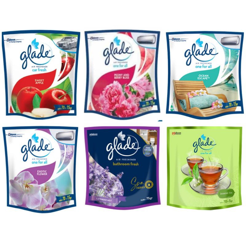 Glade One For All pengharum ruangan mobil dan bathroom Exotic Flowers lavender ocean apel peony jasm
