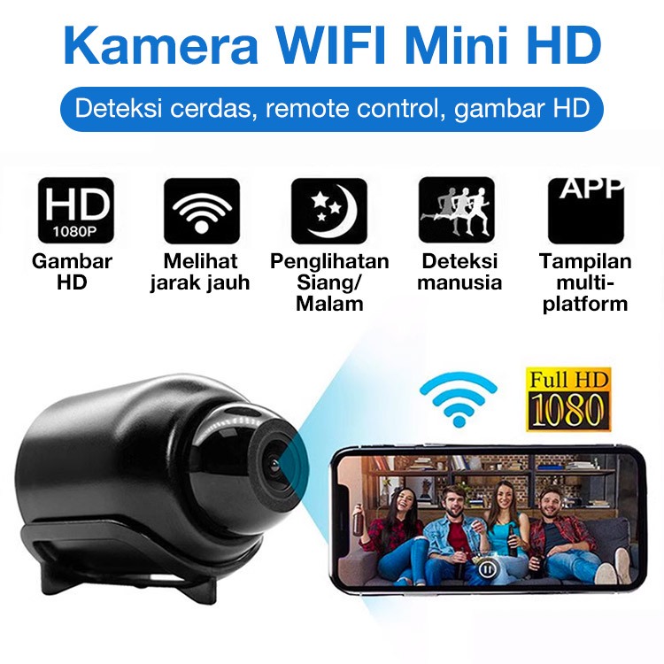 HW Kamera Mini WIFI CCTV Mini  Tersembunyi Tanpa Kabel 1080P cctv wifi jarak jauh lewat hp camera cc