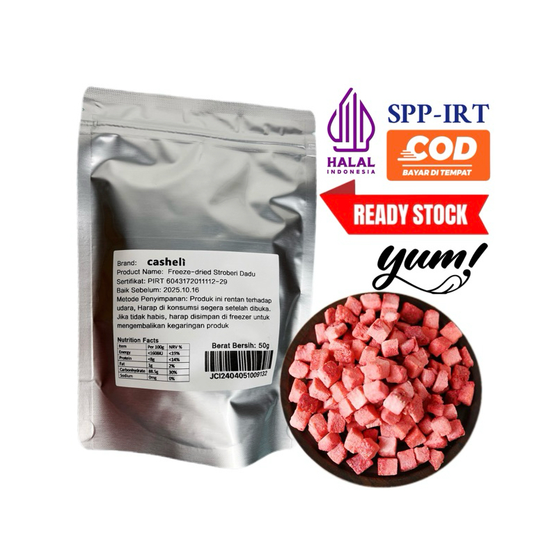 

casheli Crispy Strawberry Dadu Freeze-dried Stroberi Dadu