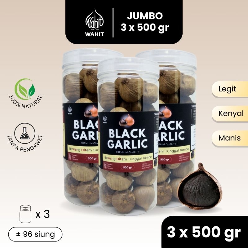 

3x500gr Bawang Hitam Tunggal Jumbo WAHIT Black Garlic Bundle Pack