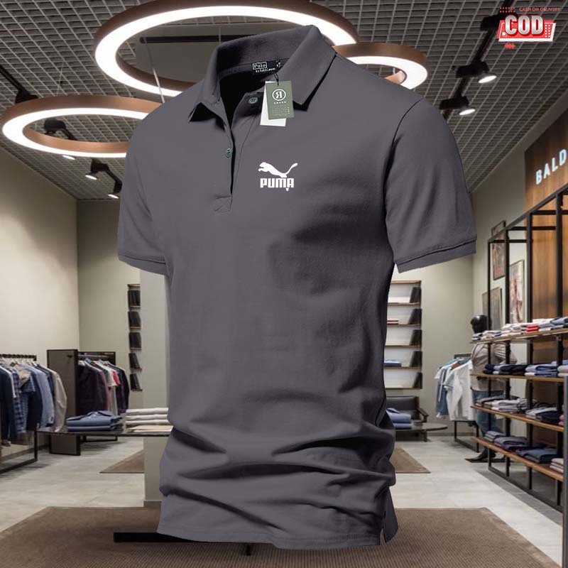 Polo Shirt OP090 Text Logo Kiri Putih | Kaos Kerah Pria Polo shirt Lengan Pendek | Kaos Seragam Moti