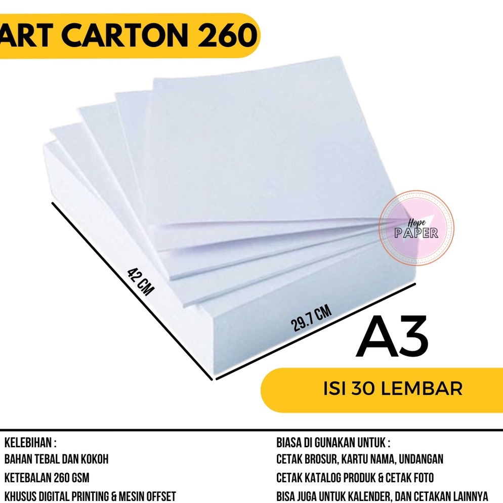 

Pasti Murah Art Carton 26 gsm A3 isi 3 lembar Kertas Art Carton 26 gsm Art Karton 26 gsm Kertas Karton A3 26 gsm G68