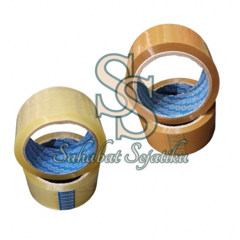 

GROSIR 1 BAL (5PCS) Lakban Serbaguna / Isolasi Bening / GOLD PACK Tape 46 mm