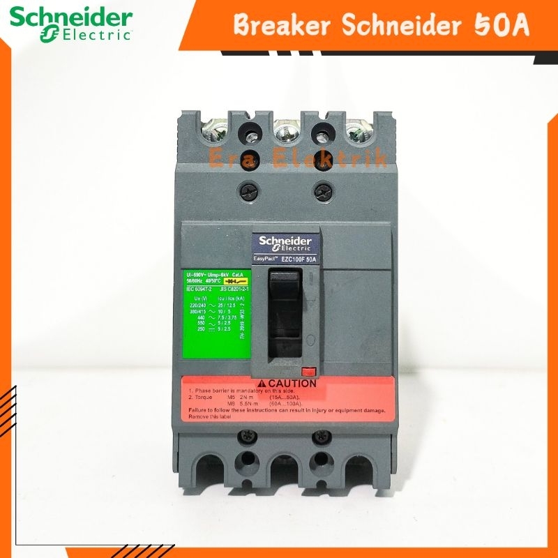 Mccb breaker Schneider EZC100F 50amper 3phase