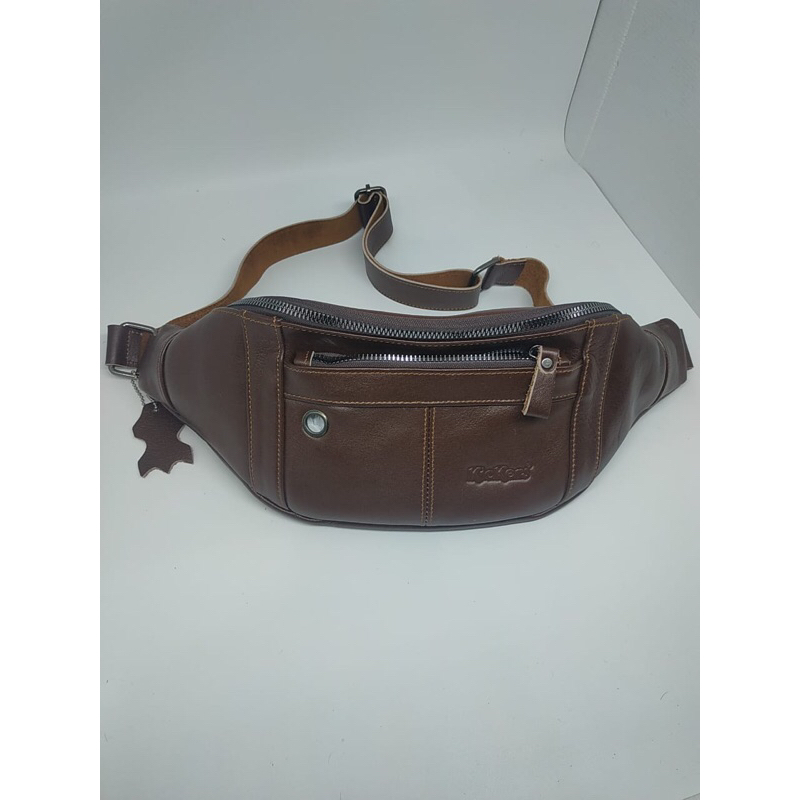 "PRELOVE" Tas Selempang Kulit Waist Bag Pria Kickers Original