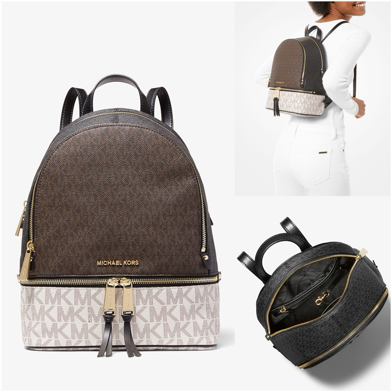 ORIGINAL MICHAEL KORS BACKPACK MK RHEA ZIP MEDIUM KANVAS LOGO