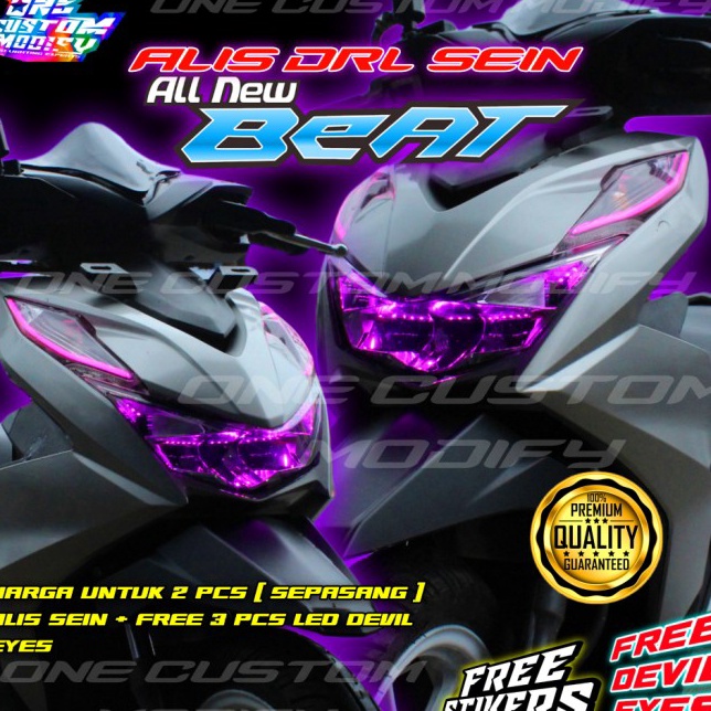 LAMPU ALIS LED DRL BEAT NEW DELUXE FREE DEVIL EYES BEAT 223 222 221 22 LIS SEIN SIGN SEPASANG LAMPU 