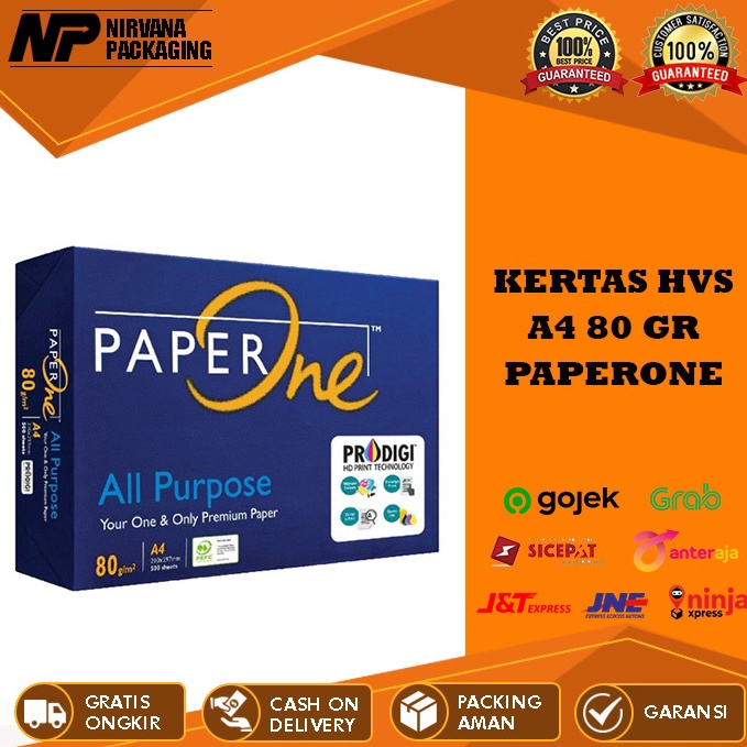 

jnTerkini KERTAS HVS A4 PAPERONE PAPER ONE 8GR 8 GR PRINT FOTOCOPY 1 RIM C63