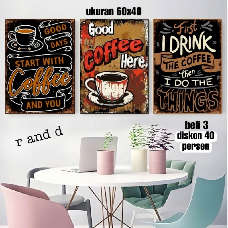 Hiasan Dinding Kamar Ukuran A2 (60x40) Hiasan dinding aesthetic nuansa caffe, Dekorasi dinding cafe 