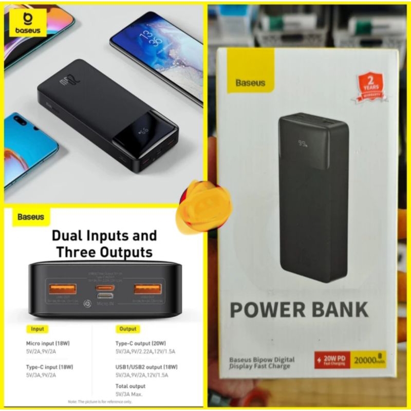 Powerbank Baseus Bipow 20000mah 20W PPBD05 Digital Display