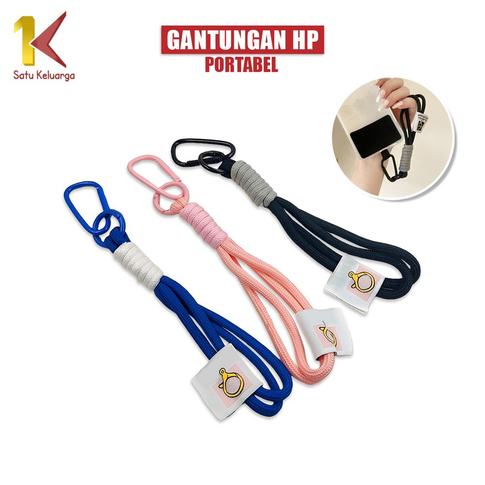 Satu Keluarga Tali Gantungan HP C1222 Tali String Mini Pergelangan Tangan Portabel Lanyard Serbaguna