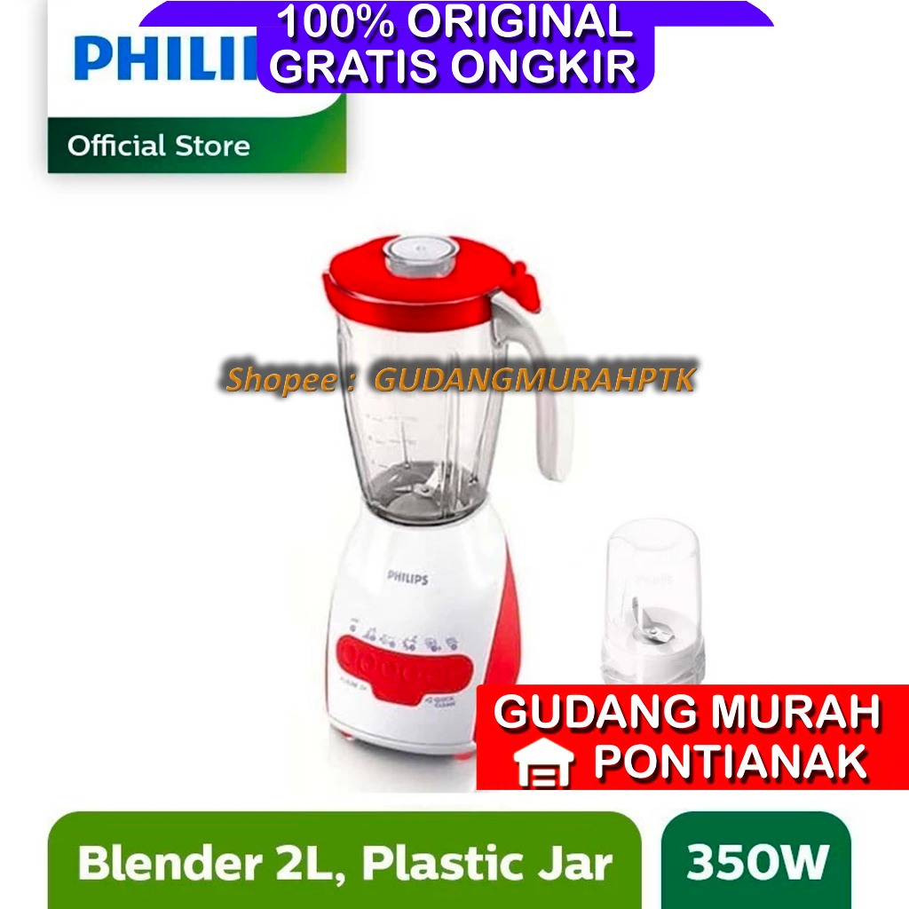 Blender Philips JUMBO 2 LITER 5 Kecepatan EXTRA POWER 2in1 Kering dan Basah HR 2115 Garansi Resmi