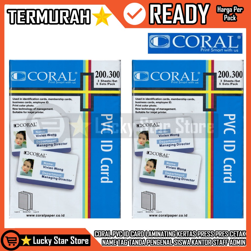 

Coral Pvc Id Card Laminating Kertas Press Pres Cetak Name Tag Tanda Pengenal Siswa Kantor Staff Admin Sekolah Kartu Nama Identitas Waterprof Anti Tahan Air Member Plastik Pelastik Printer Print Paper Atk Stationery