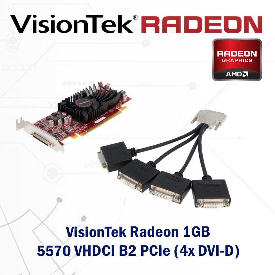 VisionTek Radeon 1GB 5570 VHDCI B2 PCIe 5570VHDCI4 1 GB 4 Breakout DVI Port DVI-D SFF DDR3 Vision Te