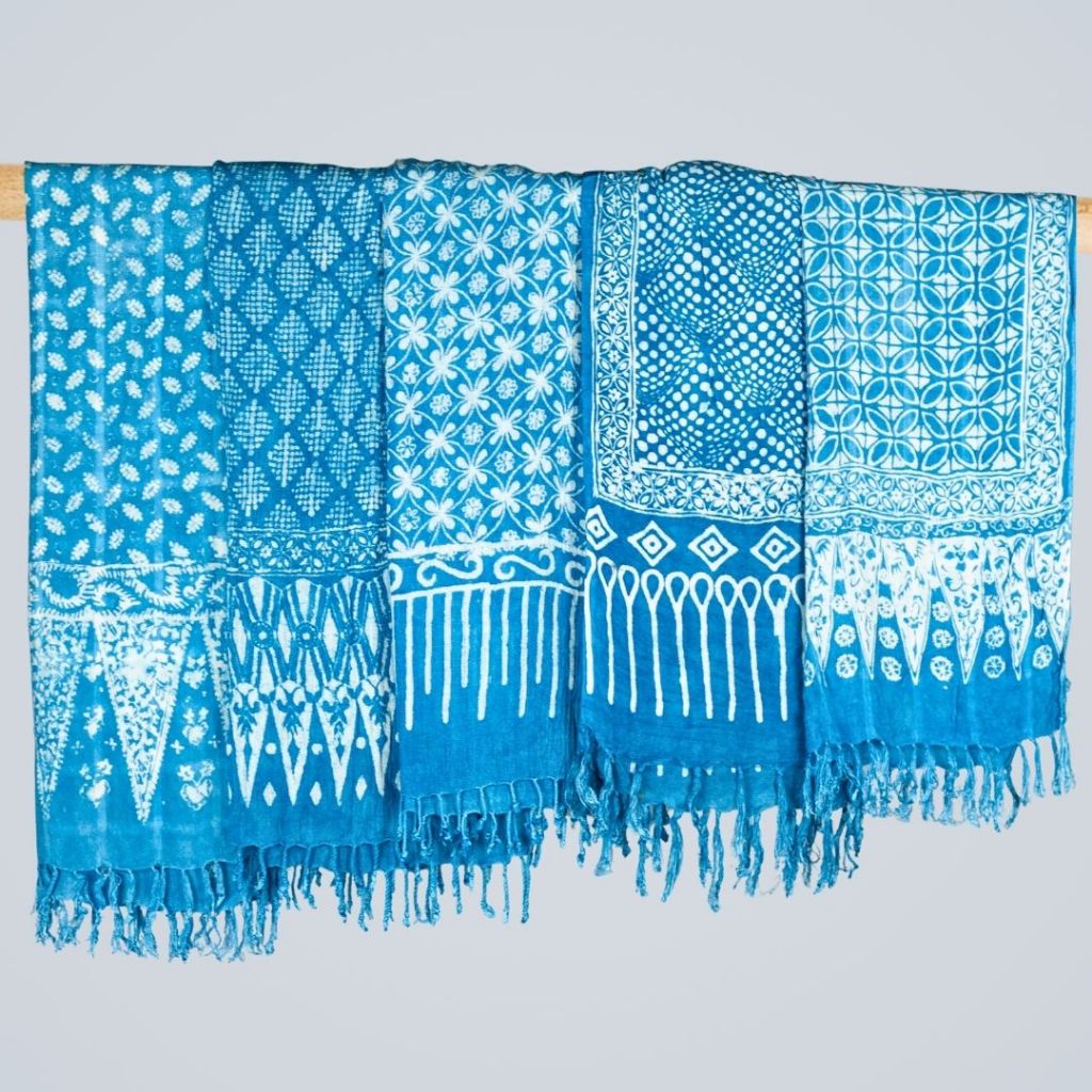 WARMA&AKMAL Syal Batik Warna Alam Biru Indigo Souvenir