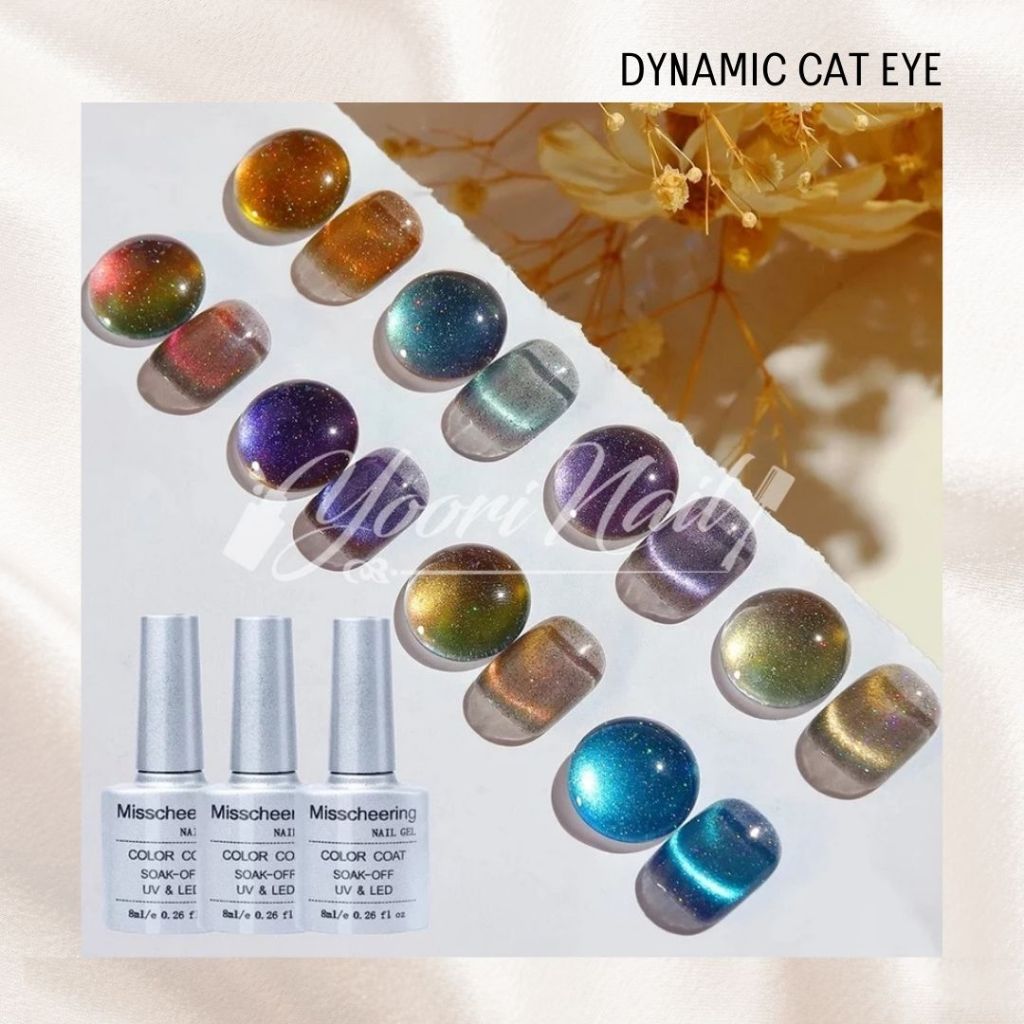 Misscheering Dynamic Cat Eye Gel Polish Kutek Cateye UV Gel Nail Art Efek Mata Kucing Magnetic