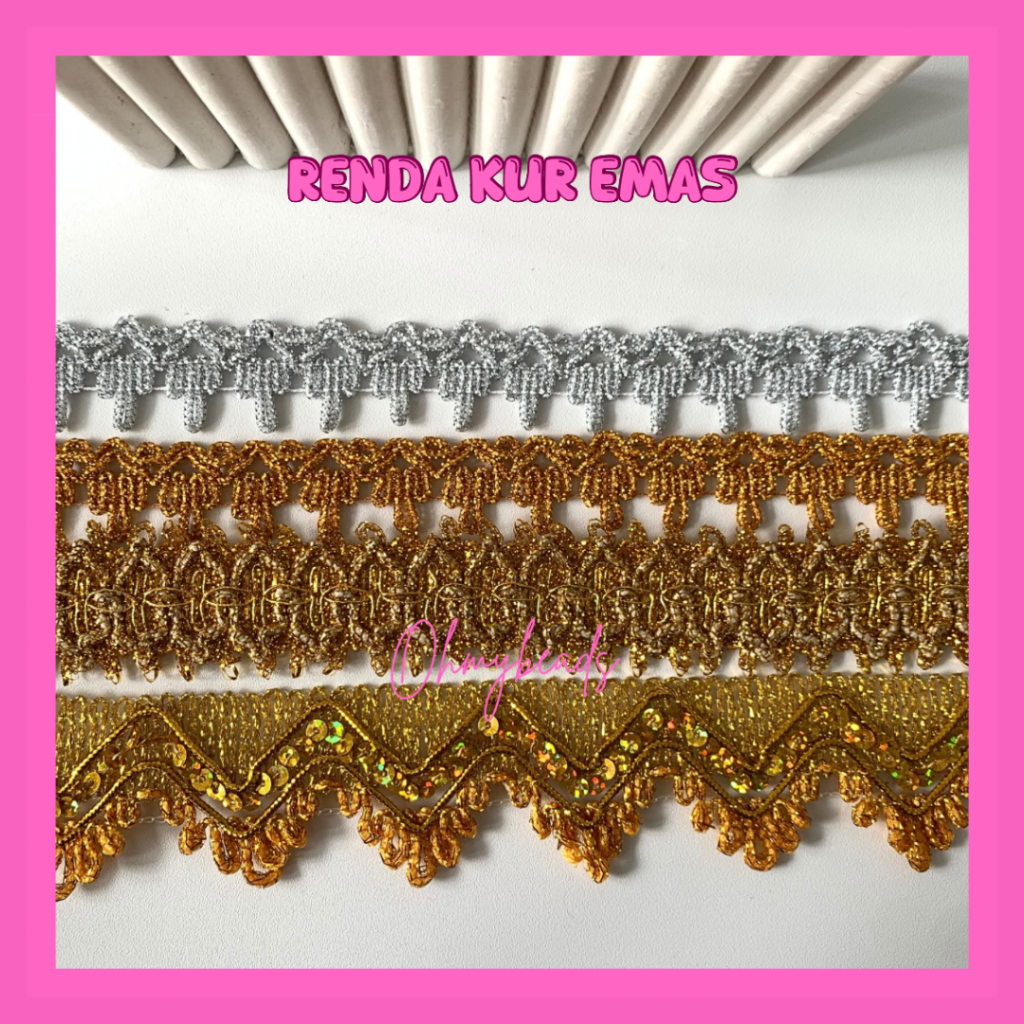 Renda Kur Emas / Perak ( Per Meter ) Renda variasi baju