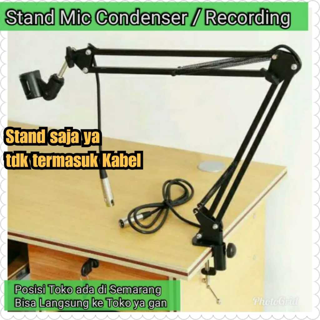 Stand Mic Meja Mic Condenser Arm Boom Scissors Stand Mic condenser Di Meja tanpa Pop Filter