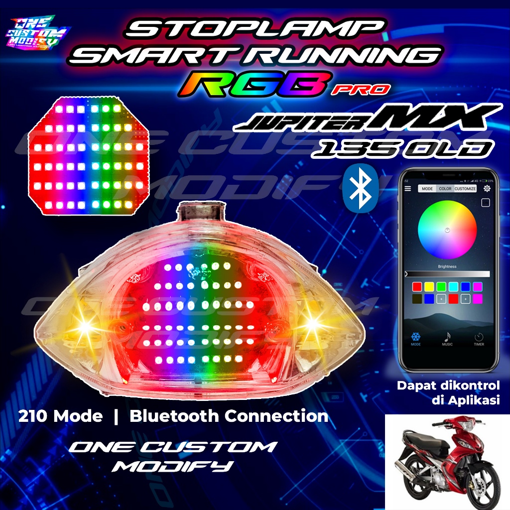 Stoplamp Running RGB Jupiter MX 135 Old Smart Pro Bluetooth Lampu LED Rem Belakang Variasi Motor