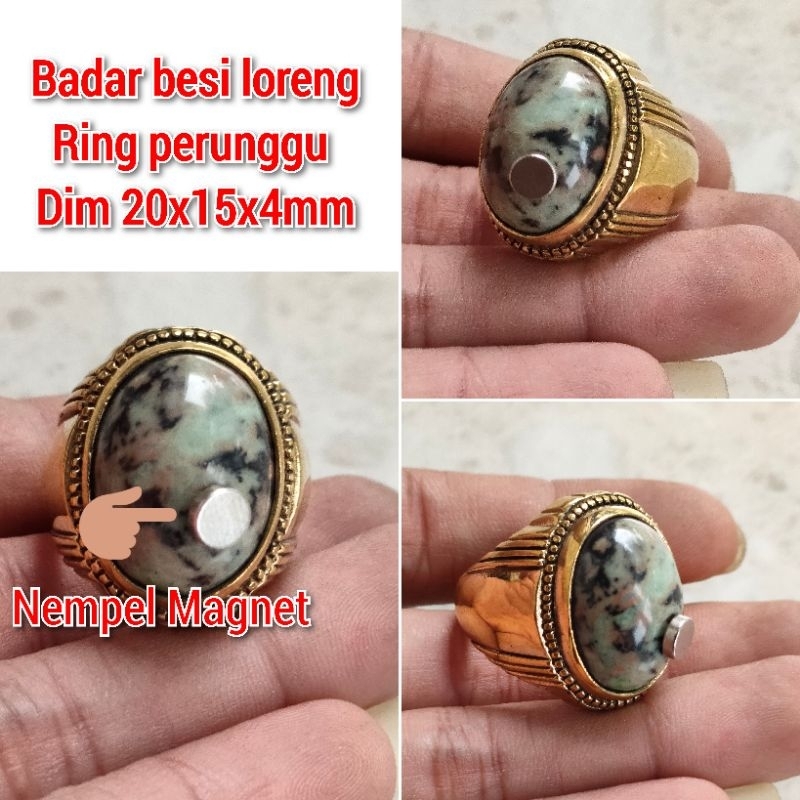 CINCIN PRIA BATU BADAR BESI LORENG NEMPEL MAGNET RING PERUNGGU