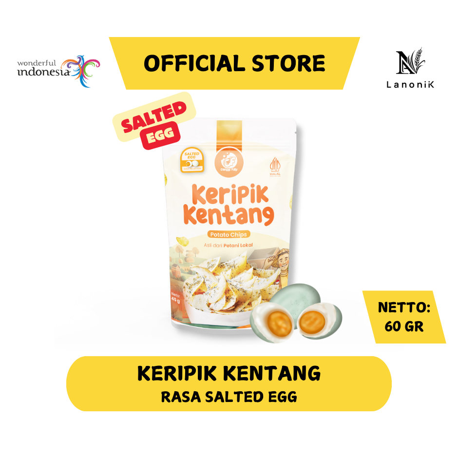 

KERIPIK KENTANG TELUR ASIN - SALTED EGG POTATO CHIPS by Canggi Fully