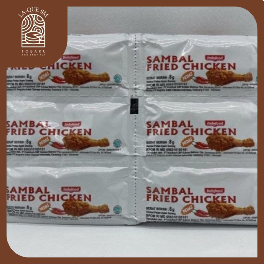 

Tobaku LA-QUE SM | Saus Indofood Sambal Fried Chicken Sachet 1 Pack isi 24 Sachet Kemasan 8gr