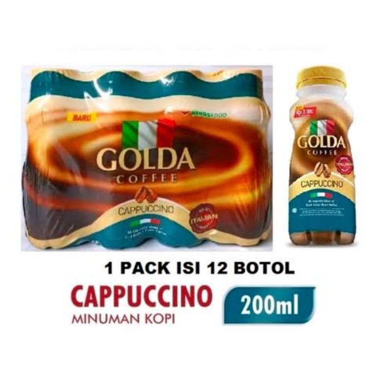 

golda coffe botol cappucino 200ml 1pak isi 12botol