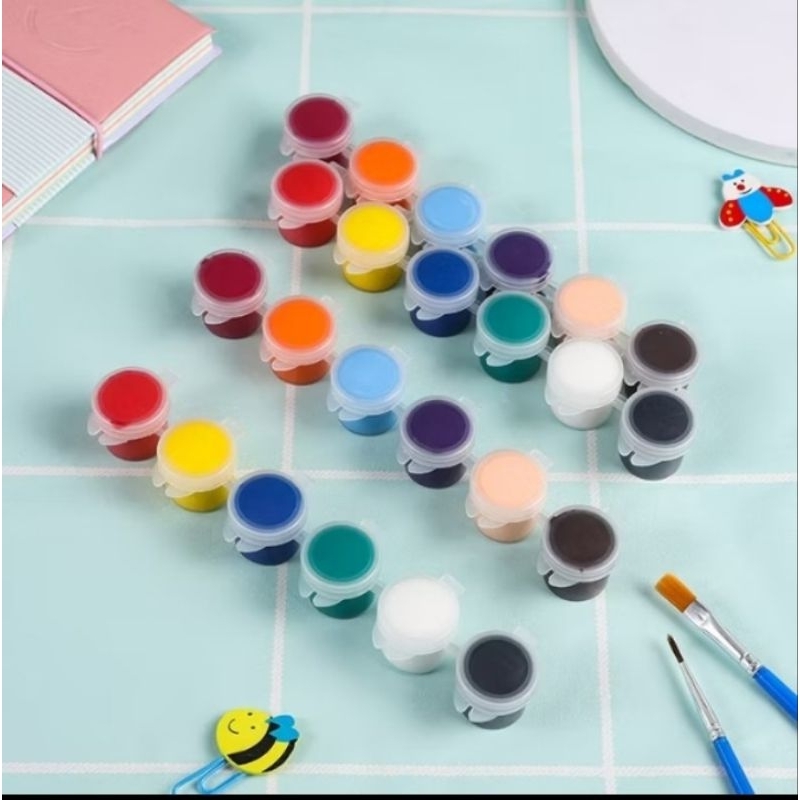 

1 SET CAT LUKIS AKRILING MINI UKURAN 3ML ISI 6 CAT 1 KUAS