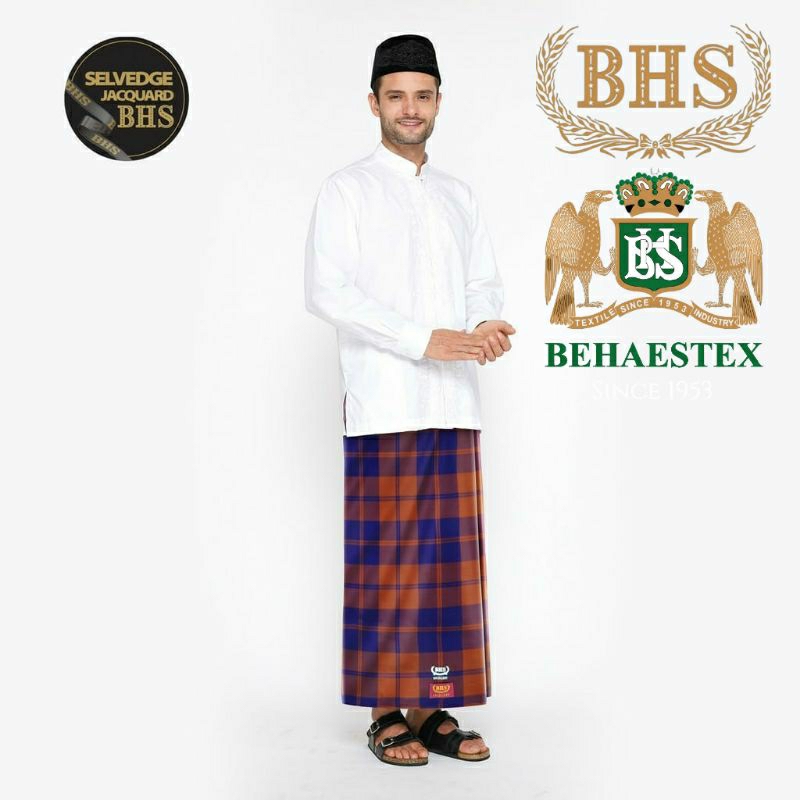 Sarung BHS Excellent Gold Motif E51 KDT Coklat Ungu | Sarung BHS Jadul | Sarung Tenun