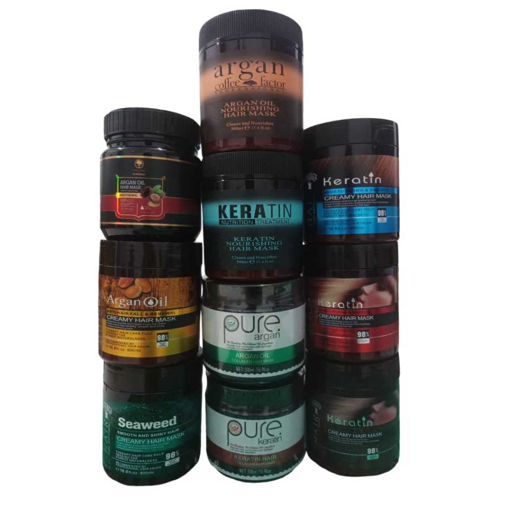 [BISA COD] 500ml HAIR MASK SOFT & SMOOTH PURE KERATIN COLLAGEN HAIR TREATMENT MASKER RAMBUT ARGAN OI