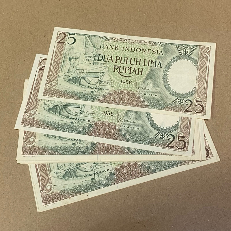 UIG10 25 RUPIAH SERI PEKERJA 1958 GRESS UNC