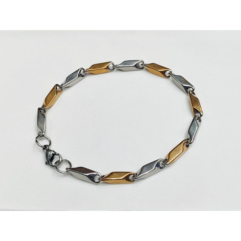 Gelang Titanium Padi Warna Kombinasi Gold & Silver Polos
