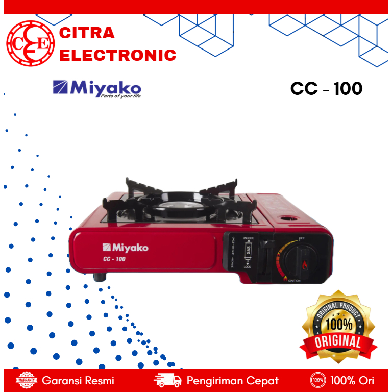 KOMPOR GAS PORTABLE MIYAKO CC 100 / CC 100 / KOMPOR PORTABLE 1 TUNGKU /  KOMPOR GAS PORTABLE MIYAKO